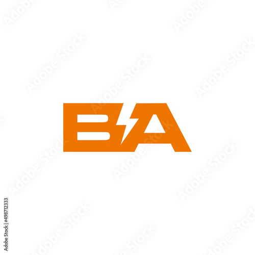 Initial letter BA electric logo vector