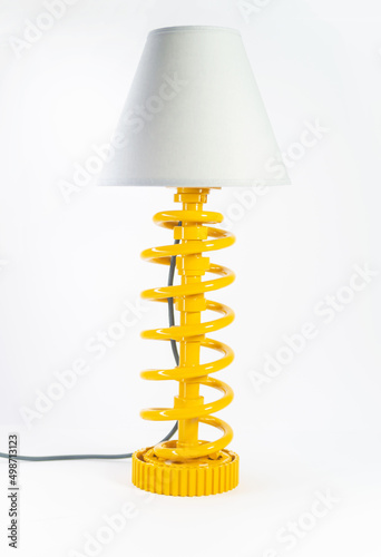 Obraz na płótnie Modern table lamp with small lampshade isolated from car parts w salonie