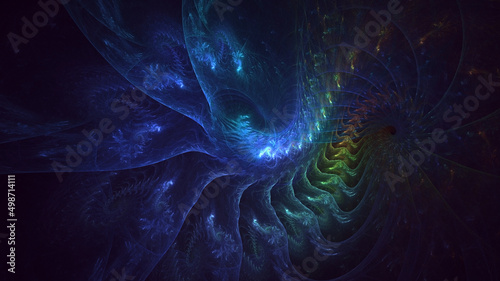 3D rendering abstract blue fractal light background