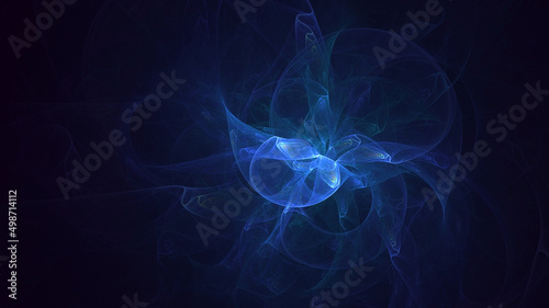 3D rendering abstract blue fractal light background