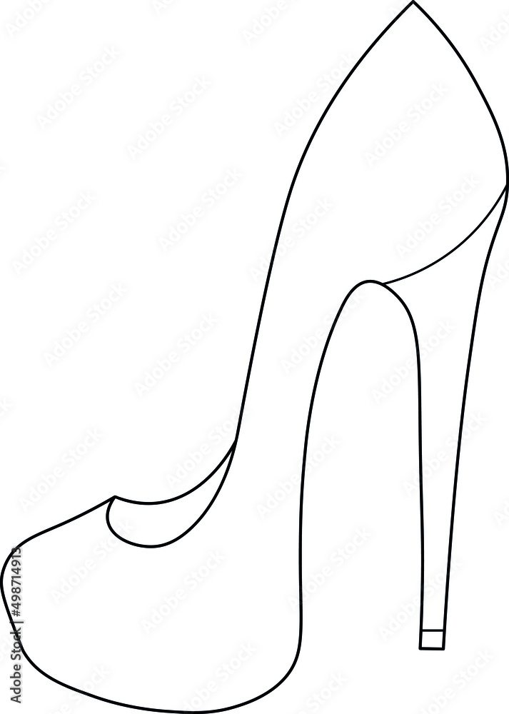 High heel shoe drawing, high heels line art Stock Vector Adobe Stock