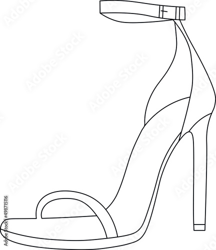 High heel sandal drawing, high heel line art