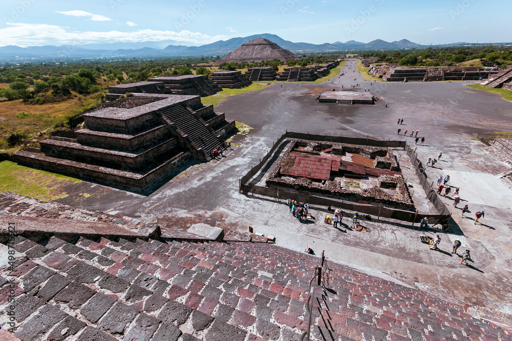 View of the pyramids of Teotihuacan, ancient city in Mexico, located in ...