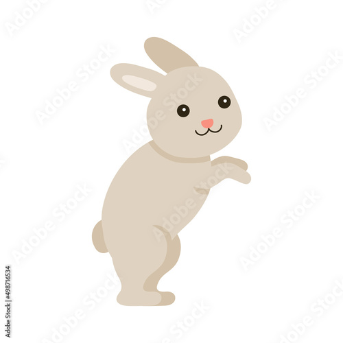 Cute baby rabbit or hare pet for Easter design. Animal bunny in cartoon style. Rabbit run, jump. Vector illustration © Iuliia