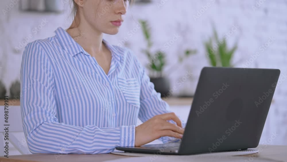 close up student using computer in flat close up student using computer in flat