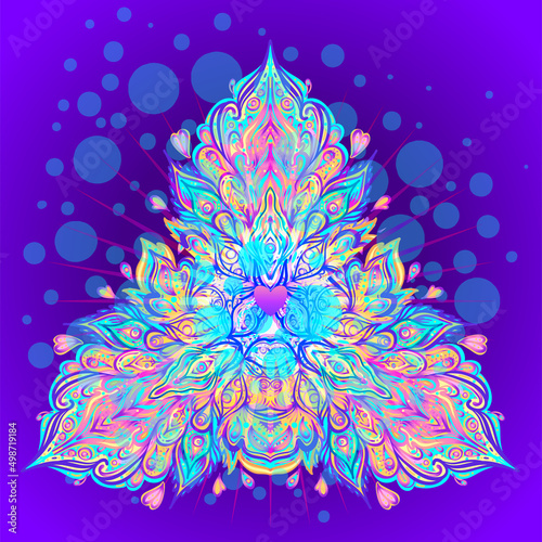 Vector ornamental Lotus floral design, ethnic art, patterned Indian paisley. ...