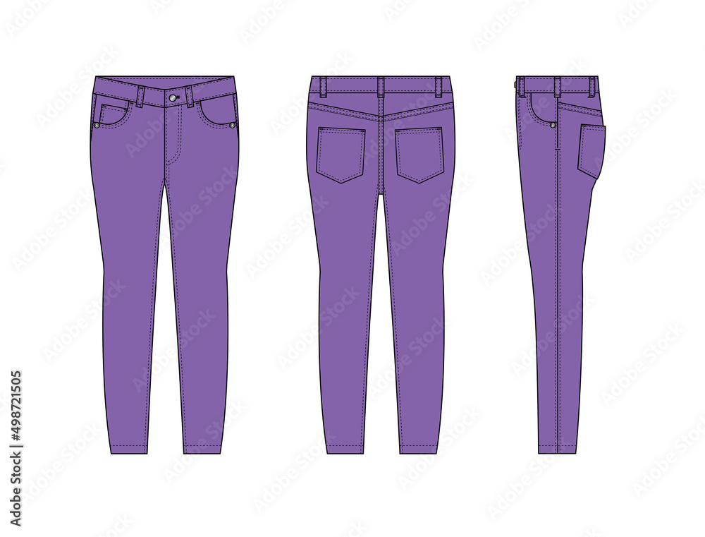 Skinny jeans pants vector template illustration | purple Skinny jeans pants vector template illustration | purple