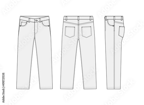 Straight jeans pants vector template illustration | white photo