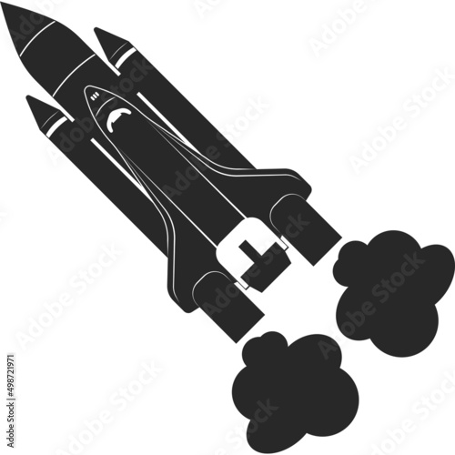 The space shuttle is in flight. Vector illustration.