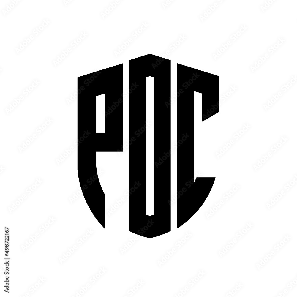 Vektorová grafika „POC letter logo design. POC modern letter logo with  black background. POC creative letter logo. simple and modern letter logo.  vector logo modern alphabet font overlap style. Initial letters POC “