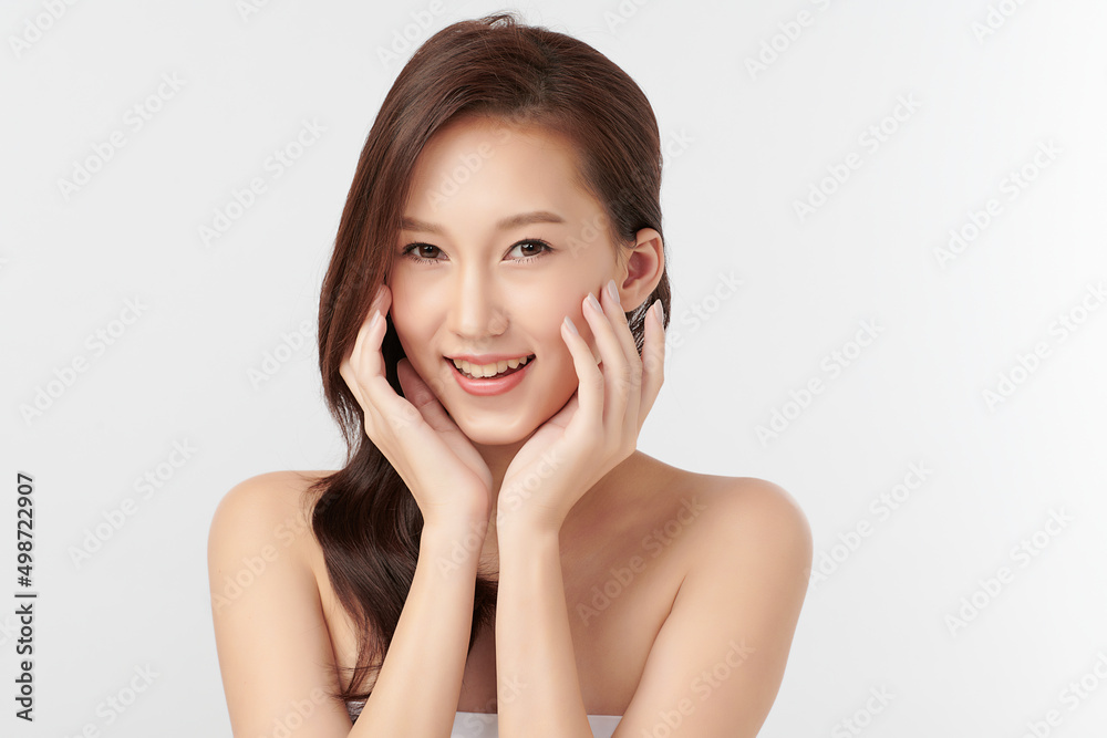 Beautiful young asian woman with clean fresh skin on white background, Face care, Facial treatment, Cosmetology, beauty and spa, Asian women portrait. Beautiful young asian woman with clean fresh skin on white background, Face care, Facial treatment, Cosmetology, beauty and spa, Asian women portrait.