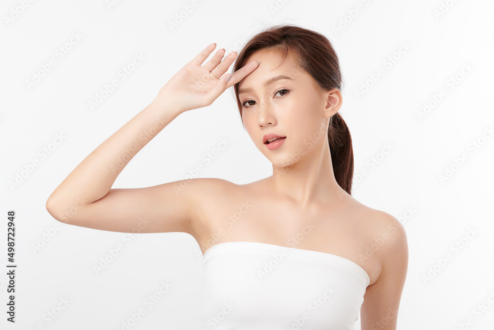 Beautiful young asian woman with clean fresh skin on white background, Face care, Facial treatment, Cosmetology, beauty and spa, Asian women portrait. Beautiful young asian woman with clean fresh skin on white background, Face care, Facial treatment, Cosmetology, beauty and spa, Asian women portrait.