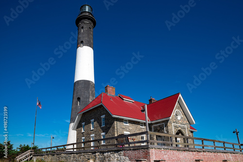The Fire Island Lighthouse is a visible landmark on the Great South Bay, in southern Suffolk County, New York . United States. photo