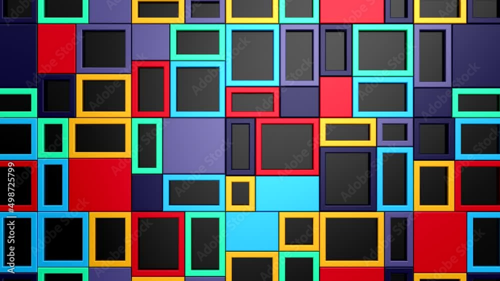 Animated Rectangles Background. Abstract motion, loop, 3d rendering, 4k resolution
