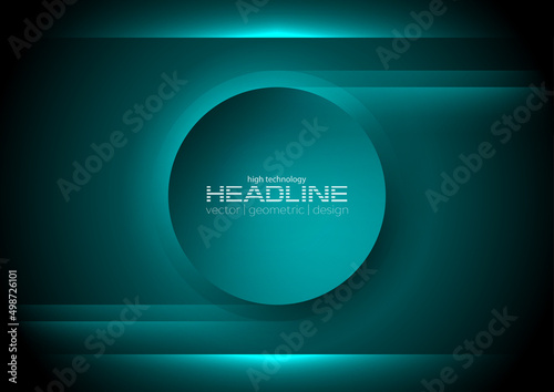 Hi-tech abstract futuristic background with glowing lines and circles. Vector design