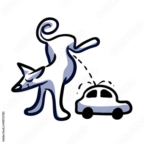 dog peeing on Car