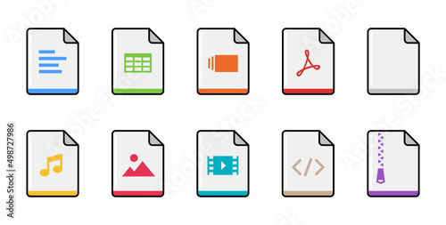 File type icon pack, black outline style