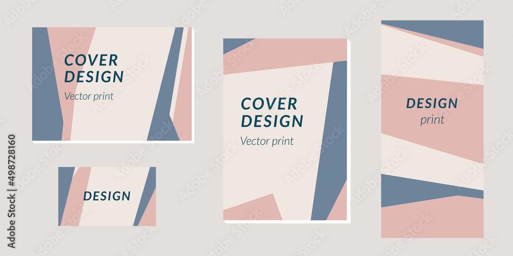 Corporate identity, advertising printing. Design templates in flat style with geometric elements. Postcard, invitation, booklet, brochure and business card. Vector print.