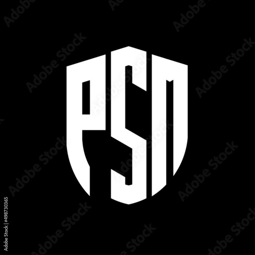 PSM letter logo design. PSM modern letter logo with black background. PSM creative  letter logo. simple and modern letter logo. vector logo modern alphabet font overlap style. Initial letters PSM  photo