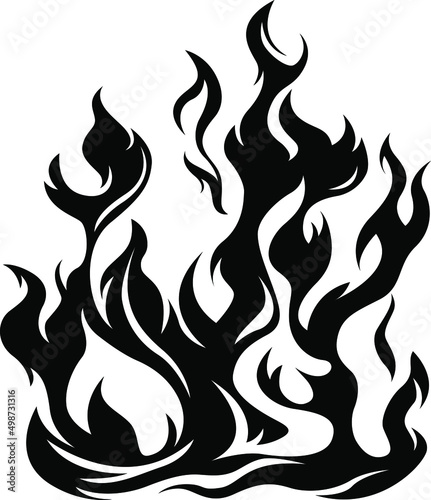 Fire flames isolated on white background. Tribal tattoo design.