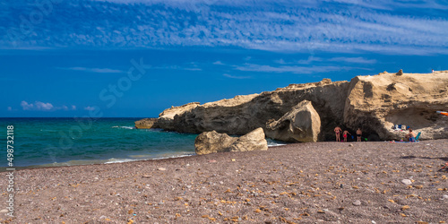 Beach of Los Escullos, Cabo de Gata-Níjar Natural Park, UNESCO Biosphere Reserve, Hot Desert Climate Region, Almería, Andalucía, Spain, Europe