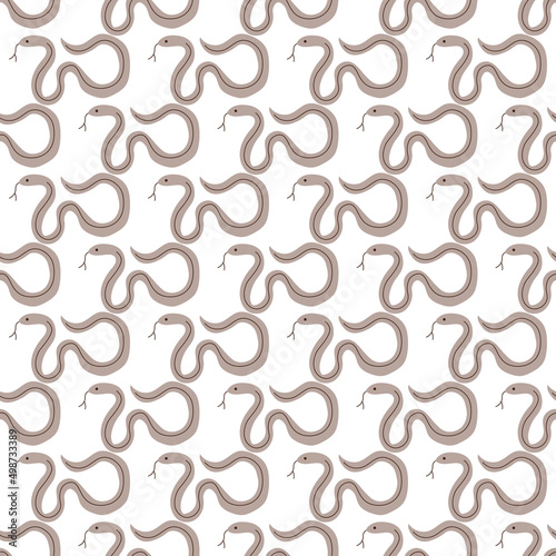 Snakes seamless pattern. Snakes elongated, legless, carnivorous reptiles. Wild West theme. Hand drawn colored trendy Vector illustration. Wildlife concept.