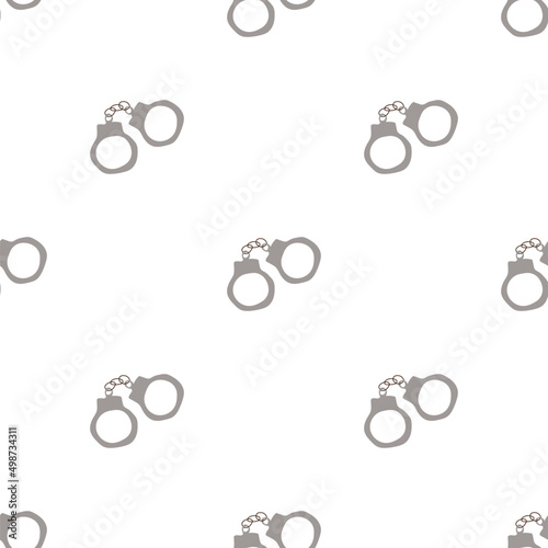 Handcuffs seamless pattern. Wild West theme. Hand drawn colored trendy Vector print.