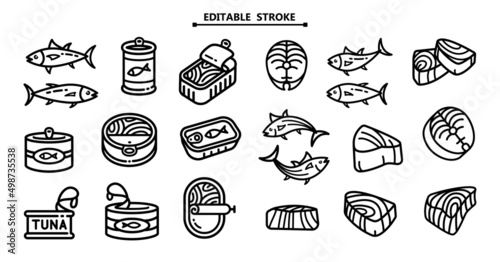 Tuna outline icons set