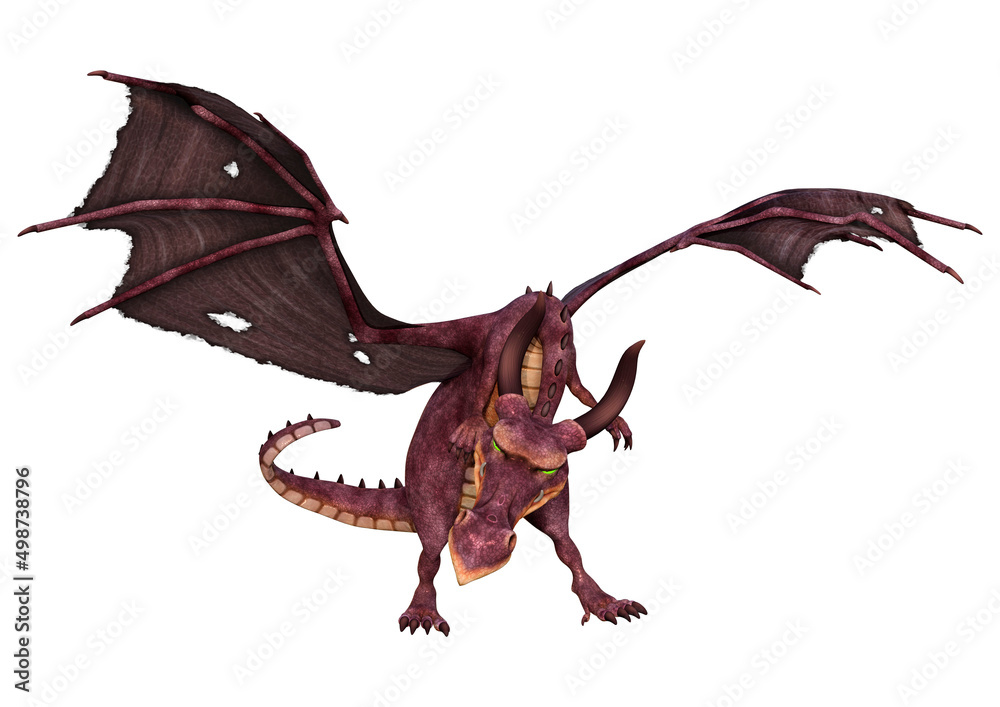 Fototapeta premium 3D Rendering Fairy Tale Dragon on White