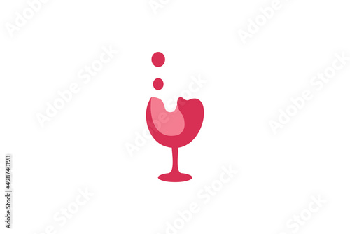 Wine Glass Splash Logo design vector template. Liquid alcoholic drink Logotype concept icon