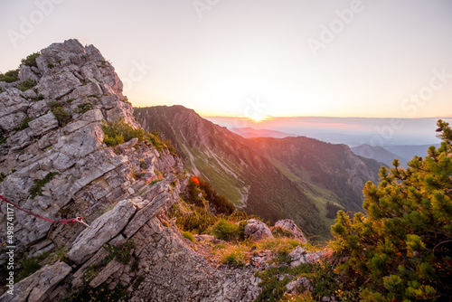 Mountains peaks for sunset