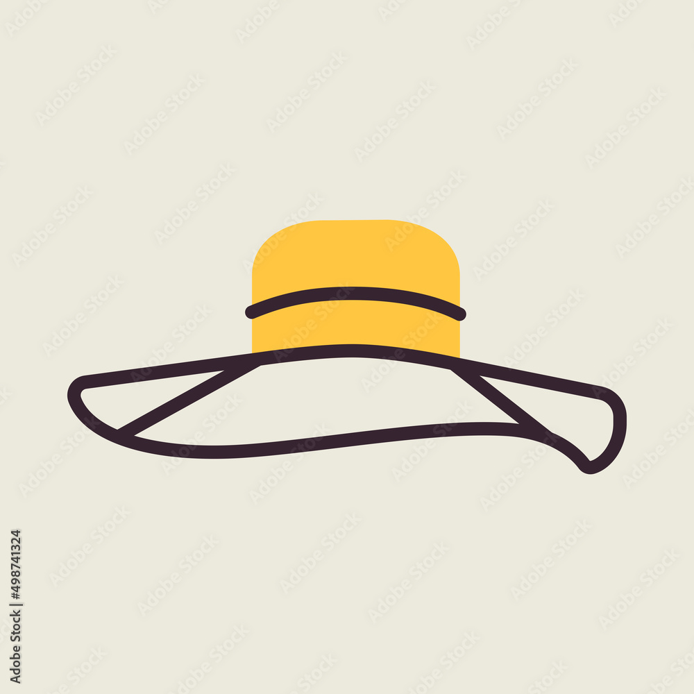 Woman summer hat vector icon. Girl beach sunhat Woman summer hat vector icon. Girl beach sunhat