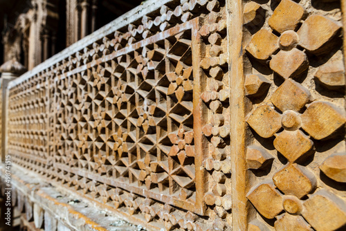 Rich decorated exterior of the Kothari's Patwa Haveli (Patwon ki Haveli in Jaisalmer, Rajasthan, India, Asia