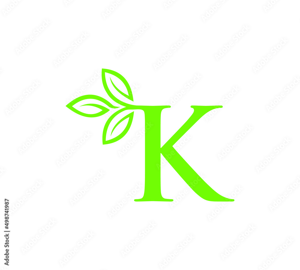 Letter with leaf logo design Stock Vector | Adobe Stock