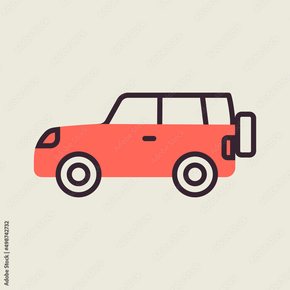 SUV car flat vector icon