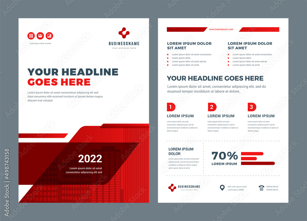 Red brochure annual report flyer design template, vector abstract flat background with logo design. Red brochure annual report flyer design template, vector abstract flat background with logo design.