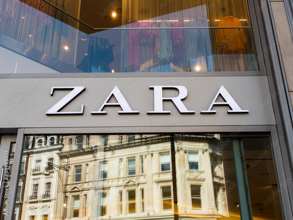 London, UK, March 26th 2022: Zara fashion store at 333, Oxford Street,  London. The main entrance logo sign. Fashion, clothing and shopping on the  High Street. Stock Photo | Adobe Stock