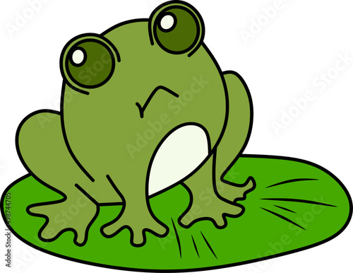 vector drawing of cartoon frog for coloring book.