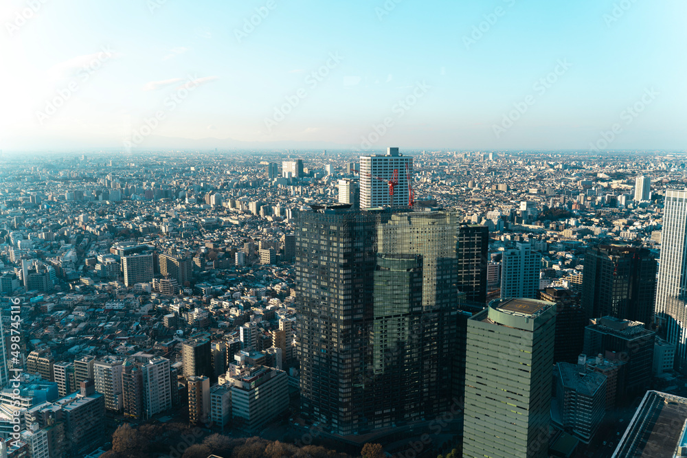 タワーから一望した東京都心の高層マンション群ビル群都市景観