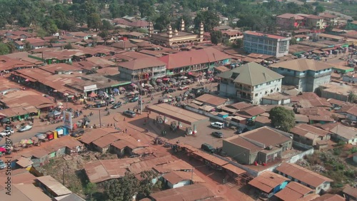 Aerial cityscape view of Ganta City (Gompa City) in Liberia, West Africa near the Guinea border photo