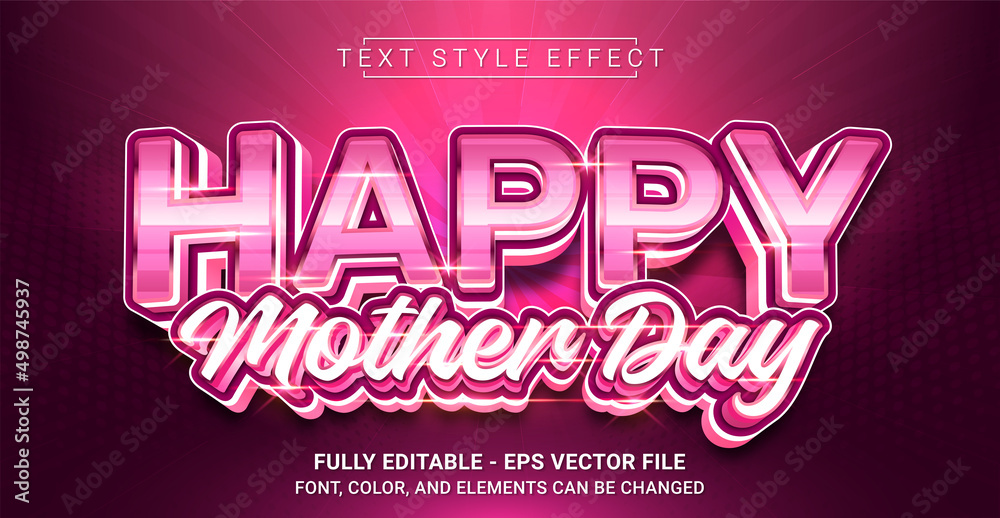 Mother Day Text Style Effect. Editable Graphic Text Template.
