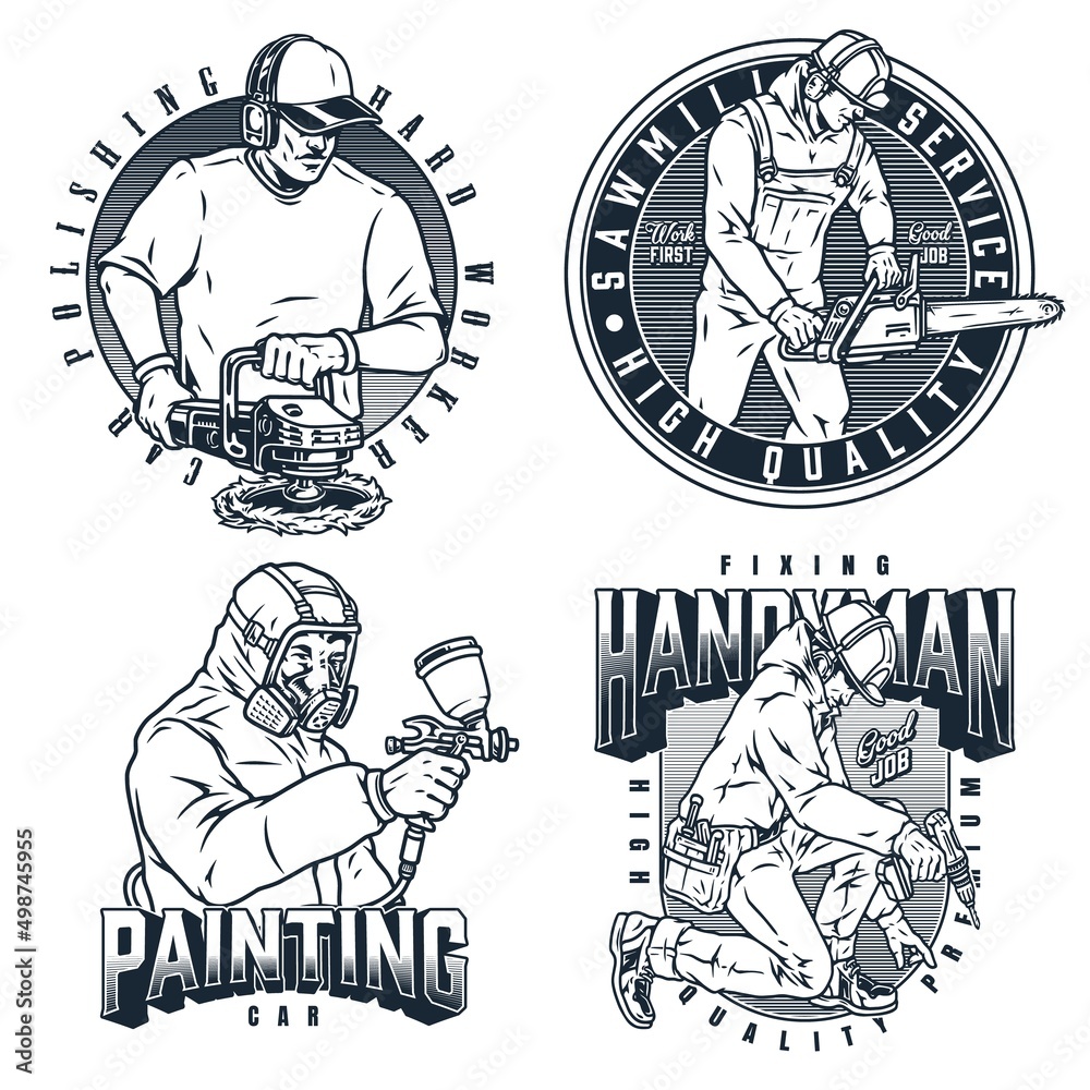Labels collection with manual workers Labels collection with manual workers
