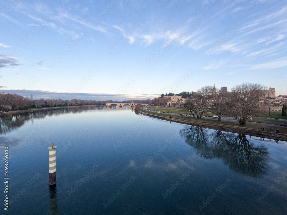 The Pont Saint-Bénézet, the Pont d'Avignon, a medieval bridge across the Rhône in the town of Avignon, in southern France The Pont Saint-Bénézet, the Pont d'Avignon, a medieval bridge across the Rhône in the town of Avignon, in southern France
