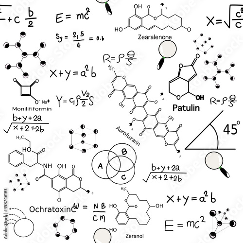 hand drawn physics formula science knowledge education chemistry and physics formula math and physics vector blue background hand drawn lines Mathematics and Physics Formulas. learning materials.