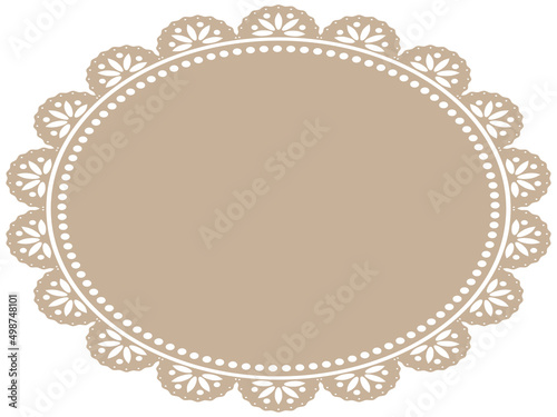 花柄レースの楕円形フレーム　横位置　ベージュ