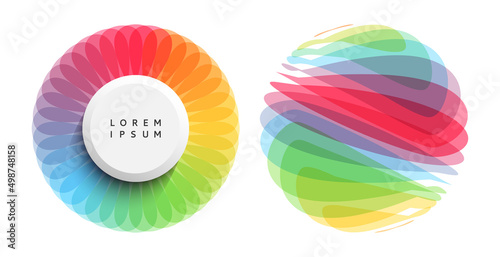 Set of spheres. Abstract geometric design. Vector illustration made of various overlapping elements. Applicable for banners, placards, posters or flyers.