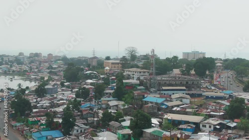 skyline of Monrovia, Liberia on a cloudy day photo