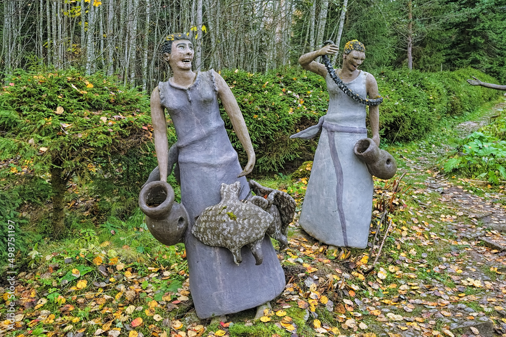 Parikkala, Finland. Sculptures by artist Veijo Ronkkonen in his sculpture park (Parikkalan