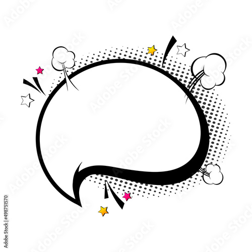 Comic empty speech bubbles on halftone dots background in retro pop art style. Vector illustration