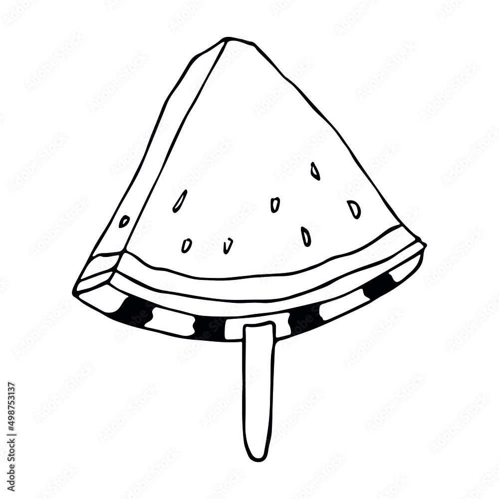 Vector watermelon clipart. Hand drawn melon outline icon. Fruit illustration isolated on white background. For print, web, design, decor, logo. Vector watermelon clipart. Hand drawn melon outline icon. Fruit illustration isolated on white background. For print, web, design, decor, logo.